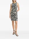 Gestuz Zebra-print Sleeveless Mini Dress In Black