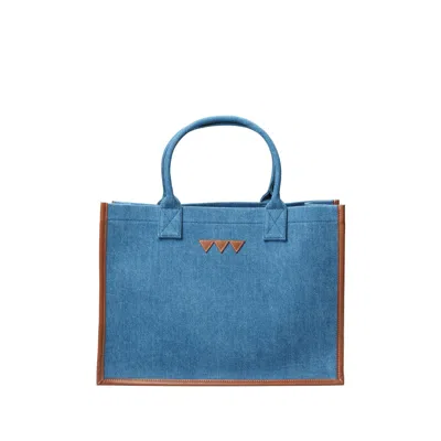 Get The Gallop Women's Blue Denim Large Tote With Brown Details