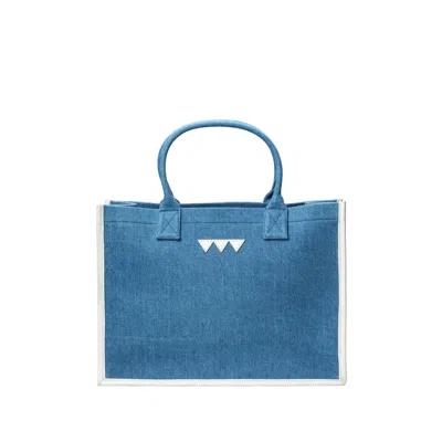 Get The Gallop Women's Blue Denim Large Tote With White Details