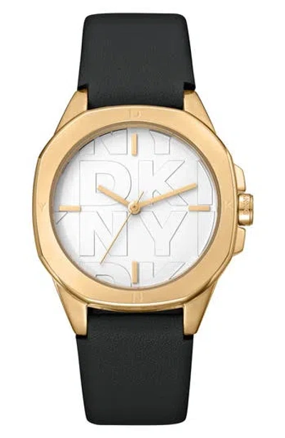 Gevril 316l Leather Strap Watch In Black