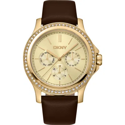 Gevril 316l Leather Strap Watch In Gold