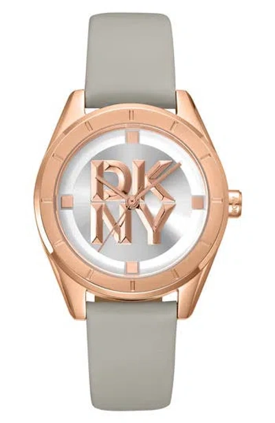 Gevril 316l Leather Strap Watch In Gray