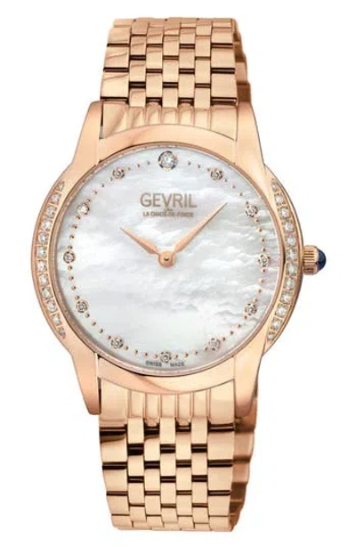 Gevril Airolo Swiss Quartz Diamond Dial Watch, 36mm In White/white
