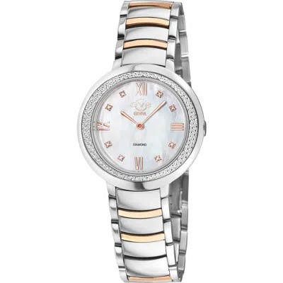 Gevril Amalfi Mother-of-pearl Swiss Diamond Watch, 34mm In Silver