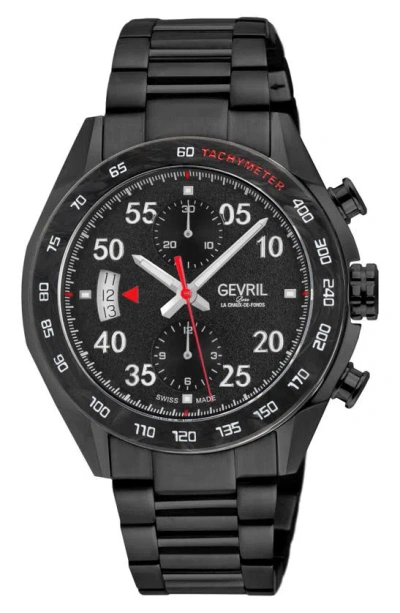 Gevril Ascari Chronograph Quartz Bracelet Watch, 42mm In Black