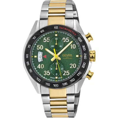 Gevril Ascari Chronograph Quartz Bracelet Watch, 42mm In Two Tone Ipyg/ss