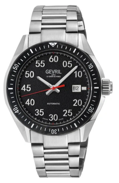 Gevril Ascari Three-hand Automatic Stainless Steel Bracelet Watch, 42mm In Silver