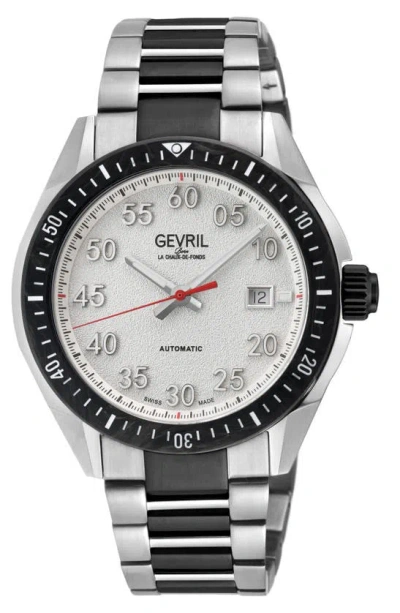 Gevril Ascari Three-hand Automatic Stainless Steel Bracelet Watch, 42mm In Two Tone/ Black