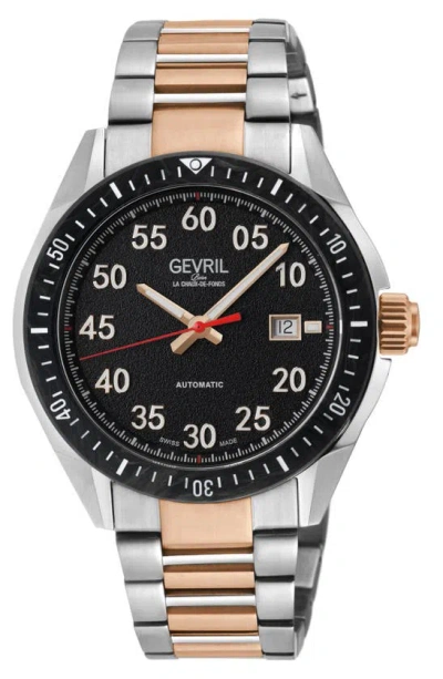 Gevril Ascari Three-hand Automatic Stainless Steel Bracelet Watch, 42mm In Two Tone Stainless Steel