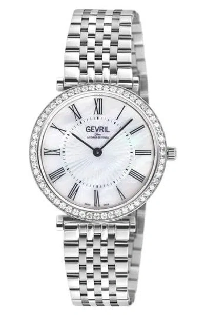 Gevril Atelier Diamond Pavé Bracelet Watch, 32mm In Silver