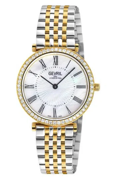 Gevril Atelier Diamond Pavé Bracelet Watch, 32mm In Silver