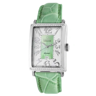 Gevril Avenue Of Americas Automatic Diamond Silver/green Dial Ladies Watch 6206nt