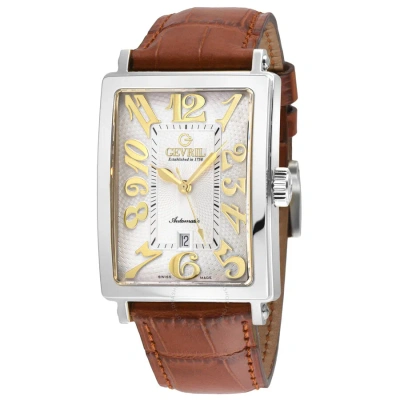 Gevril Avenue Of Americas Automatic White Dial Men's Watch 15005-5 In Brown / Gold Tone / White / Yellow
