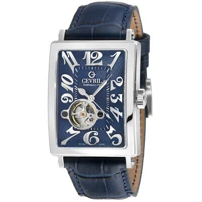 Pre-owned Gevril Avenue Of Americas Intravedere Automatic Blue Dial Men's Watch 5072-1