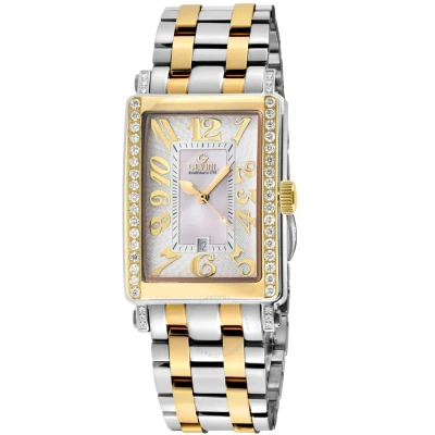 Gevril Avenue Of Americas Mini Diamond Quartz Ladies Watch 7544yeb In Two Tone  / Gold Tone / Mop / Mother Of Pearl / Yellow