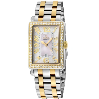 Gevril Avenue Of Americas Mini Diamond Quartz Ladies Watch 7544ylb In Two Tone  / Gold Tone / Mop / Mother Of Pearl / Yellow