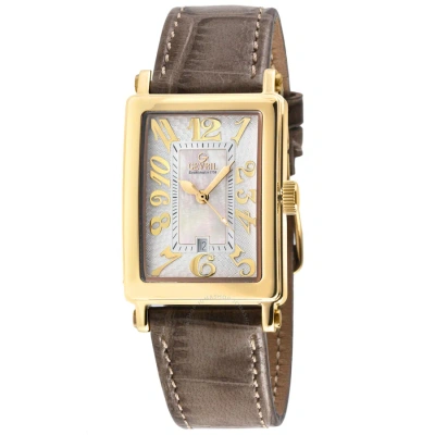 Gevril Avenue Of Americas Mini Quartz Ladies Watch 7444y-3 In Gold Tone / Mop / Mother Of Pearl / Tan   / Yellow