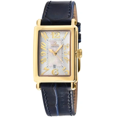Gevril Avenue Of Americas Mini Quartz Ladies Watch 7444y-6 In Blue / Gold Tone / Mop / Mother Of Pearl / Yellow