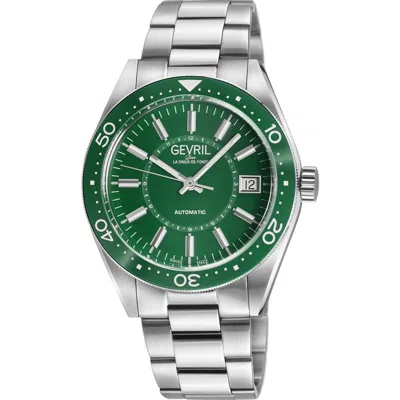 Gevril Belmont Bracelet Watch, 39.5mm In Silver/green