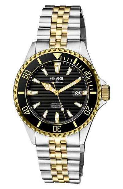 Gevril Men's Chambers 43mm Two-tone Stainless Steel Bracelet Watch In Black