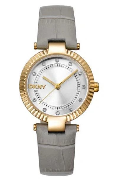 Gevril Croc Embossed Leather Strap Watch In Black