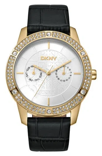 Gevril Crystal Bezel Leather Strap Watch In Blue