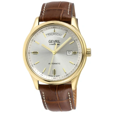 Gevril Excelsior Automatic Silver Dial Men's Watch 48203 In Brown / Gold Tone / Silver / Yellow