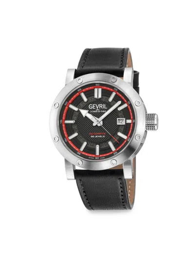 Gevril Flatiron Stainless Steel & Leather-strap Watch/42mm In Black