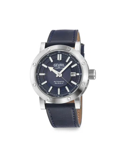Gevril Flatiron Stainless Steel & Leather-strap Watch/42mm In Blue