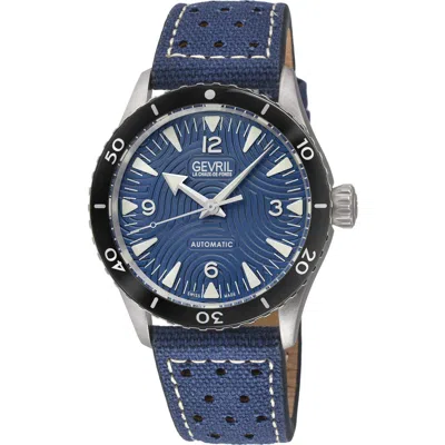 Gevril Franklin Automatic Leather & Canvas Strap Watch, 40mm In Yellow