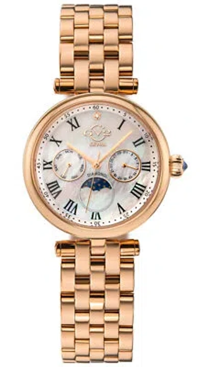 Pre-owned Gevril Gv2 By  Womens 12514 Florence Diamond Mop Dial Rose Gold Ip Swiss Watch