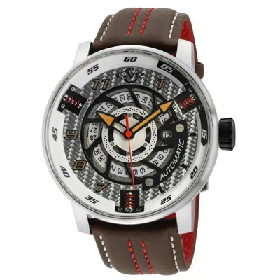 Gevril Gv2 Motorcycle Mens Silver Dial Black Calfskin Leather Watch In White