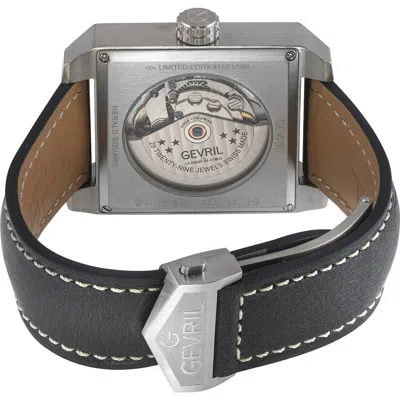 Gevril Herald Square Swiss Automatic Leather Strap Watch, 38mm In White