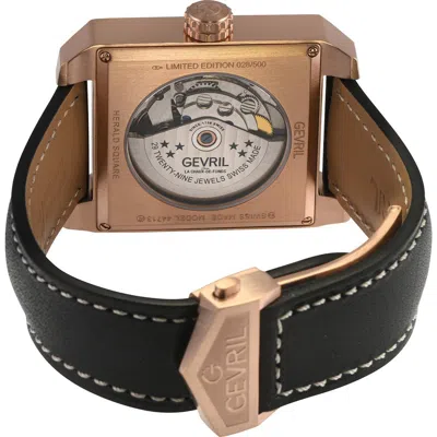 Gevril Herald Square Swiss Automatic Leather Strap Watch, 38mm In Yellow