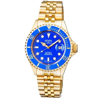 Gevril Wall Street Automatic Blue Dial Men's Watch 4854b In Blue / Gold Tone / Yellow