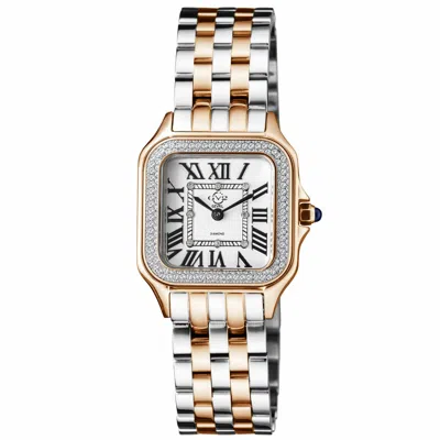 Pre-owned Gevril Lady's Gv2  12104b Milan Swiss Made Diamond Two-tone Rose Gold Tank Watch