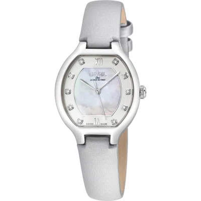Gevril Lugano Swiss Diamond Bracelet Watch, 30mm X 36.2mm In Grey