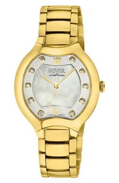 Gevril Lugano Swiss Diamond Watch, 35mm In Purple