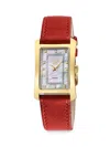 GEVRIL LUINO 29MM GOLDTONE STAINLESS STEEL, DIAMOND & LEATHER STRAP WATCH