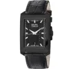 Gevril Manhattanhenge Automatic Rectangle Croc Embossed Leather Strap Watch, 39mm In Black