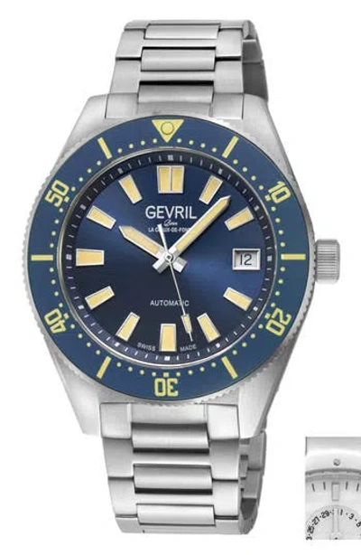 Gevril Mariner Row Automatic Bracelet Watch In Metallic