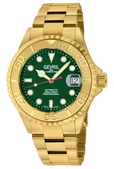 Pre-owned Gevril Men's 4758b Wall Street Swiss Automatic Sw 200 Exhibition Caseback Watch