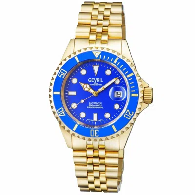 Pre-owned Gevril Men's 4854b Wall Street Swiss Automatic Ceramic Bezel Gold Ip Date Watch