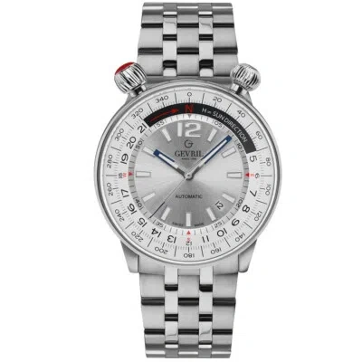Pre-owned Gevril Men's 48560 Wallabout Swiss Automatic Rotating Bezel Steel Watch