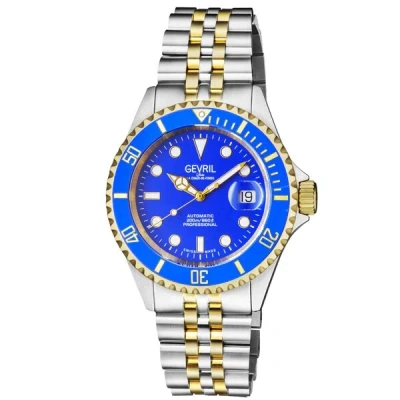 Pre-owned Gevril Men's 4856b Wall Street Swiss Automatic Ceramic Bezel Gold Ip Date Watch