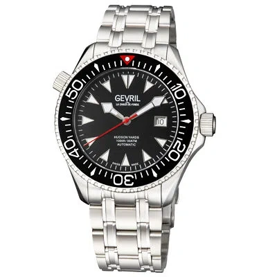 Pre-owned Gevril Men 48800 Hudson Yards Swiss Automatic Diver Rotating Ceramic Bezel Watch