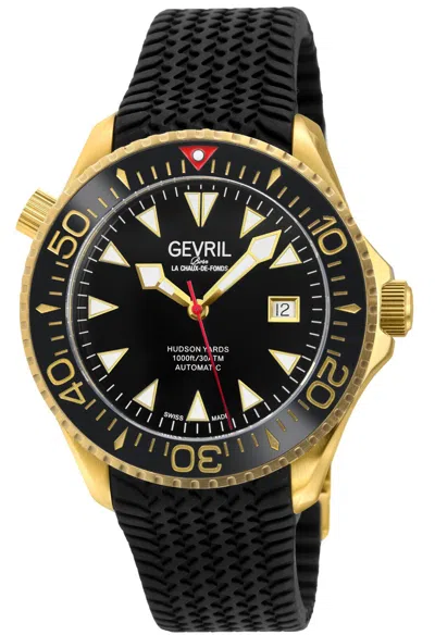 Pre-owned Gevril Men's 48804r Hudson Yards Diver Swiss Automatic Sw200 Ceramic Bezel Watch