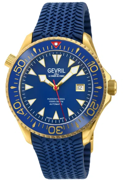Pre-owned Gevril Men's 48805r Hudson Yards Diver Swiss Automatic Sw200 Ceramic Bezel Watch