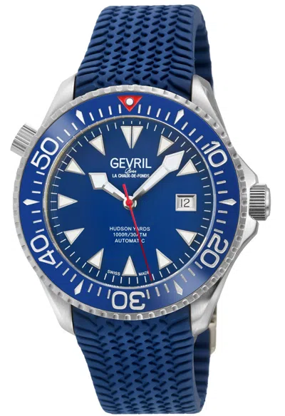 Pre-owned Gevril Men's 48807r Hudson Yards Diver Swiss Automatic Sw200 Ceramic Bezel Watch