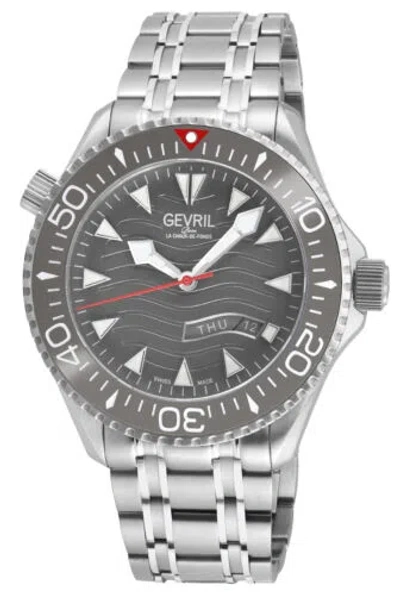 Pre-owned Gevril Men's 48834b Hudson Yards Diver Automatic Stainless Steel Swiss Watch